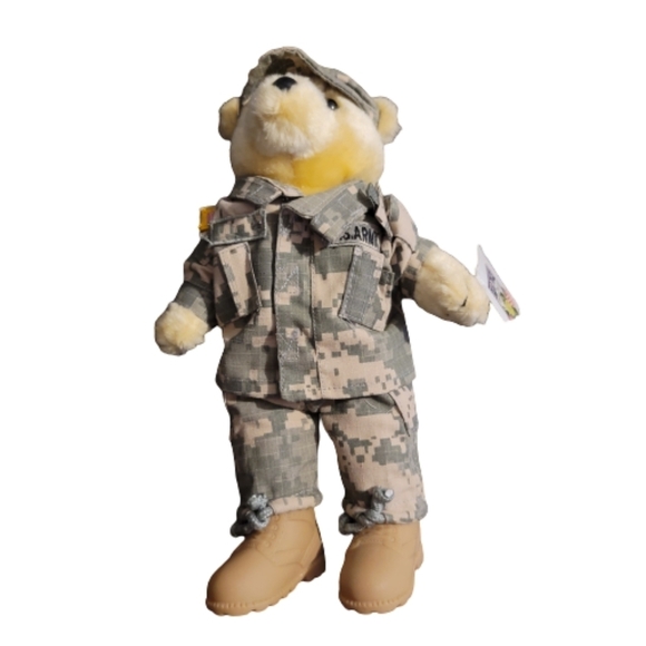 ARMY Bear Stuffed Animal Plush forces of America Military 11" Camo boots Teddy - Picture 4 of 14